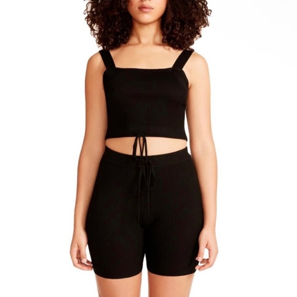 NWT. $104R. Madden Girl Ribbed Tank & Bike Shorts Set. Size XL. Black - Picture 3 of 8